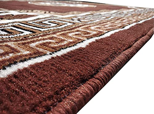 Image of BCF Area Rug 6X8 feet, Brown HB26 Carpet for Home Decor | Easy to Clean, Anti-Skid Ideal for Living Room, Bedroom, Hall