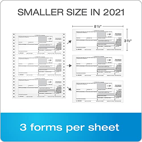 Adams 1099 Nec 3 Up 2021 Continuous Forms, 4 Part Carbonless Forms, For Pin Fed Dot Matrix Printers, With 3 1096, 20 Pack (Txa2299-Nec21) #TOP2