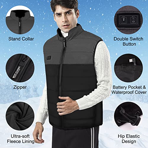 WANFEI Gilet Riscaldato Elettrico con 3 File di Temperatura Regolabile, Riacca Riscaldata con Inserto di Ricarica USB, Gilet Invernale Caldo Lavabile per Uomo per attività all'aperto Fredde - Image 6