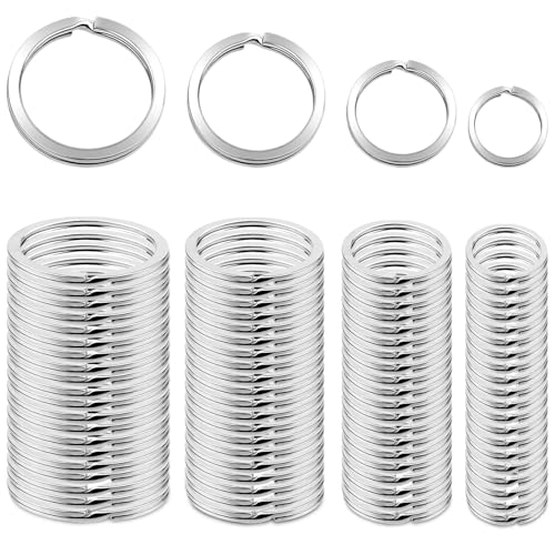 KGGZKG 80 Pcs Anneau Porte-Clés Anneaux 30mm 25mm 20mm 15mm Porte Clef Plats Ronds Brisés en Métal Noir pour Clé de Voiture Maison Bureau Arts Artisanat 4 Tailles