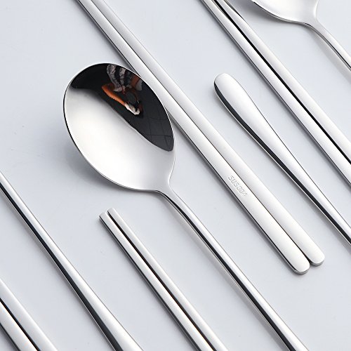 image for Buyer Star 4 Set Chopsticks Spoons, Rose Gold Travel Reusable Long Han