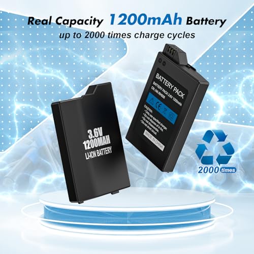 Kekucull 2Pcs Rechargeable Battery Real Capacity 1200Mah Lithium Ion Battery Pack Replacement For Psp-2000 thumb #5