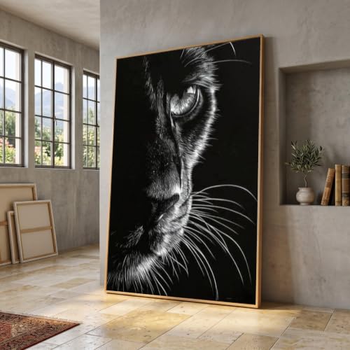 Cuadro de gato negro TONGYINLI, arte mural de ojos de gato en lienzo monocromático de 20x30cm sin marco