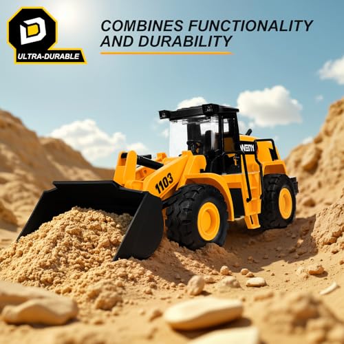 Image of 16 inch Bulldozer Toy, 1:10 Scale Classics Bulldozer, 16 inch Front Loader | with Real Working Arm & Bucket, Lights & Sounds, Ages 3+, CPC Certified, Construction Vehicle Toy, Gift for Boys & Girls