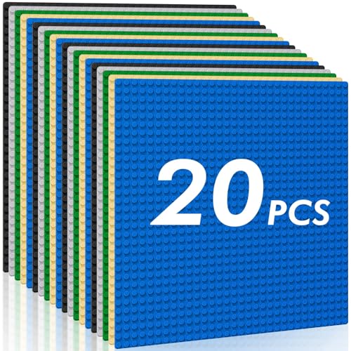 Mlikero Paquete de 20 Classic Base- Grande Base 10" x 10", Base Construcciones Compatibles con Las Principales Marcas y Mesas de Actividades, para Constructores a Partir de 3 Años (Multicolor)