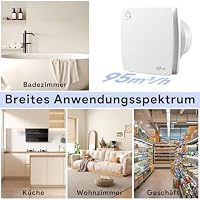 Badlüfter 100mm‑ Feuchtigkeitssensor & Nachlauf für Bad,Küche (schneeweiß) – Ansicht 7