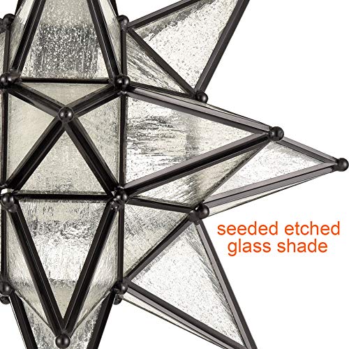 Image of HYDELITE Moravian Star Semi Flush Mount Ceiling Light with Seeded Glass