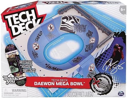 Tech Deck, Daewon Mega Bowl, X-Connect Park Creator, Customisable and Buildable Ramp Set with Exclusive Fingerboard, Kids Toy for Ages 6 and up
