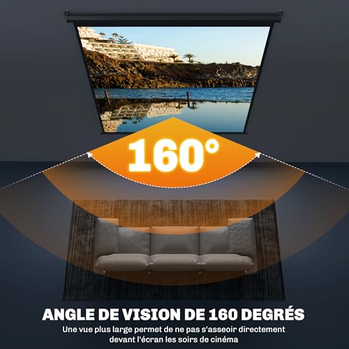 Écran de projection 99" HOMCOM 1:1 format carré pour mur ou plafond - 4