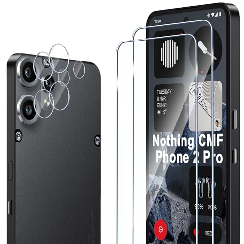 ELYCO Compatible avec Nothing CMF Phone 2 Pro Verre Trempé, 2 Pièces Protection Écran + 2 Pcs Caméra Arrière Protecteur, 9H Dureté sans Bulles Anti-Rayures/Anti-Empreinte HD Film Protection Décran