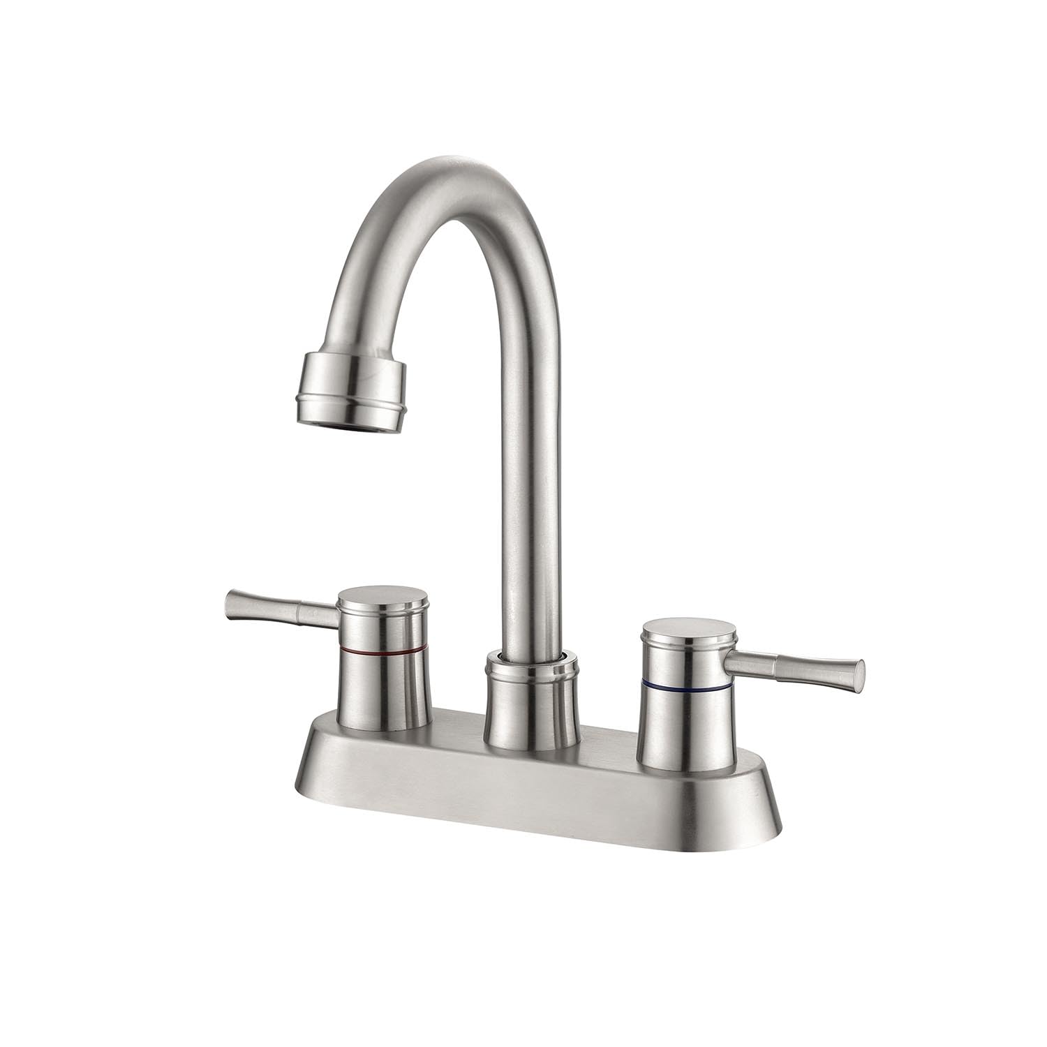 Robinet de salle de bain central en laiton avec bec pivotant et bonde en cuivre durable