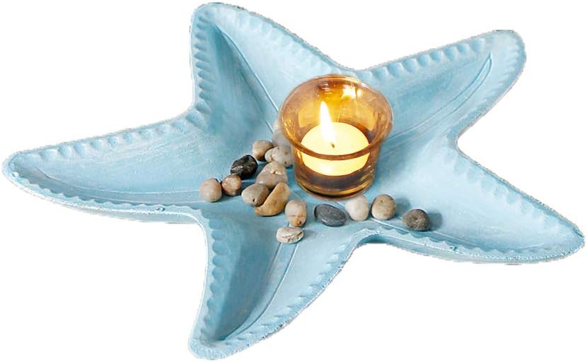 Attraction Design Nautical Starfish Candle Holder, Tealight Holder, Resin Modern Dining Room Coffee Table Kitchen Table Decor Centerpiece, 13.7''X13.7'' (Blue) (Candles Not Included)