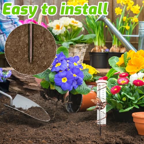 Dhqkqg Rain Gauge,Rain Gauge for Outdoor,7 inch Large Capacity Glass Rain Gauge Stake with Metal Tube Holder and Bird Decor,Detachable Rain Guage for Garden,Yard,Deck,Lawn,Landscape,Pond,Farmland - Image 4