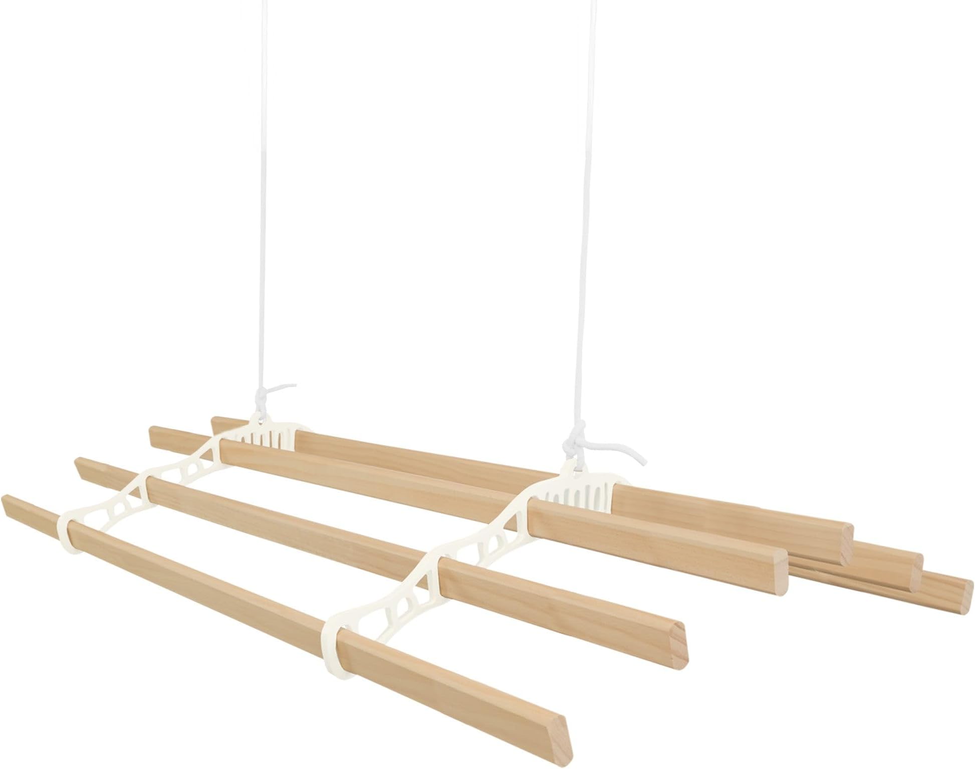 Clothes Airer Ceiling Pulley 6 Lath 2.4m Ivory Maid Traditional Mounted Clothing Dryer Victorian Clothes Horse Laundry Drying Rack Extendable Cast Iron Varnished Pine Kitchen Utility FREE Fixing Kit