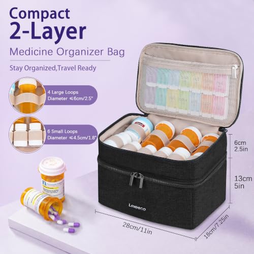Image of Lexeeco Dual Layers Medicine Pill Bottle Organizer Bag with Lockable Zipper
