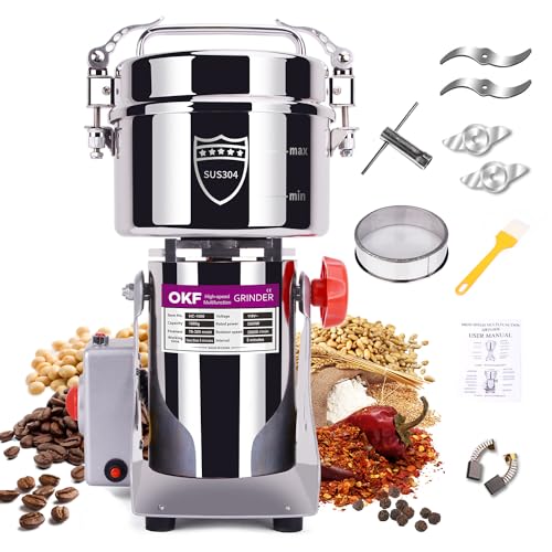 1000g Grain Mill, 304 Stainless Steel Spice Grinder, 3000W High-speed Commercial Flour Mill, Superfine Flour Mill Grinder for Home, Grain Mill for Flour