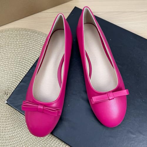 Hee grand Cute Round Toe Bowknot Flats for Women Soft PU Leather Slip On Ballet Flats Casual Loafers Comfortable Work Flats2