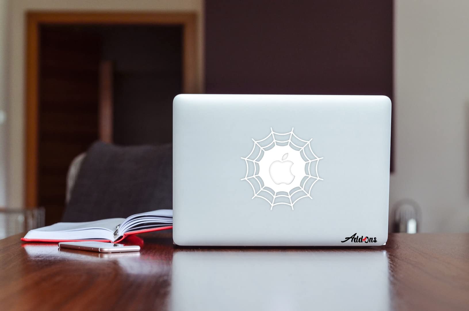 Add-Ons Spider Net Decal Sticker For Laptop & MacBook (White)