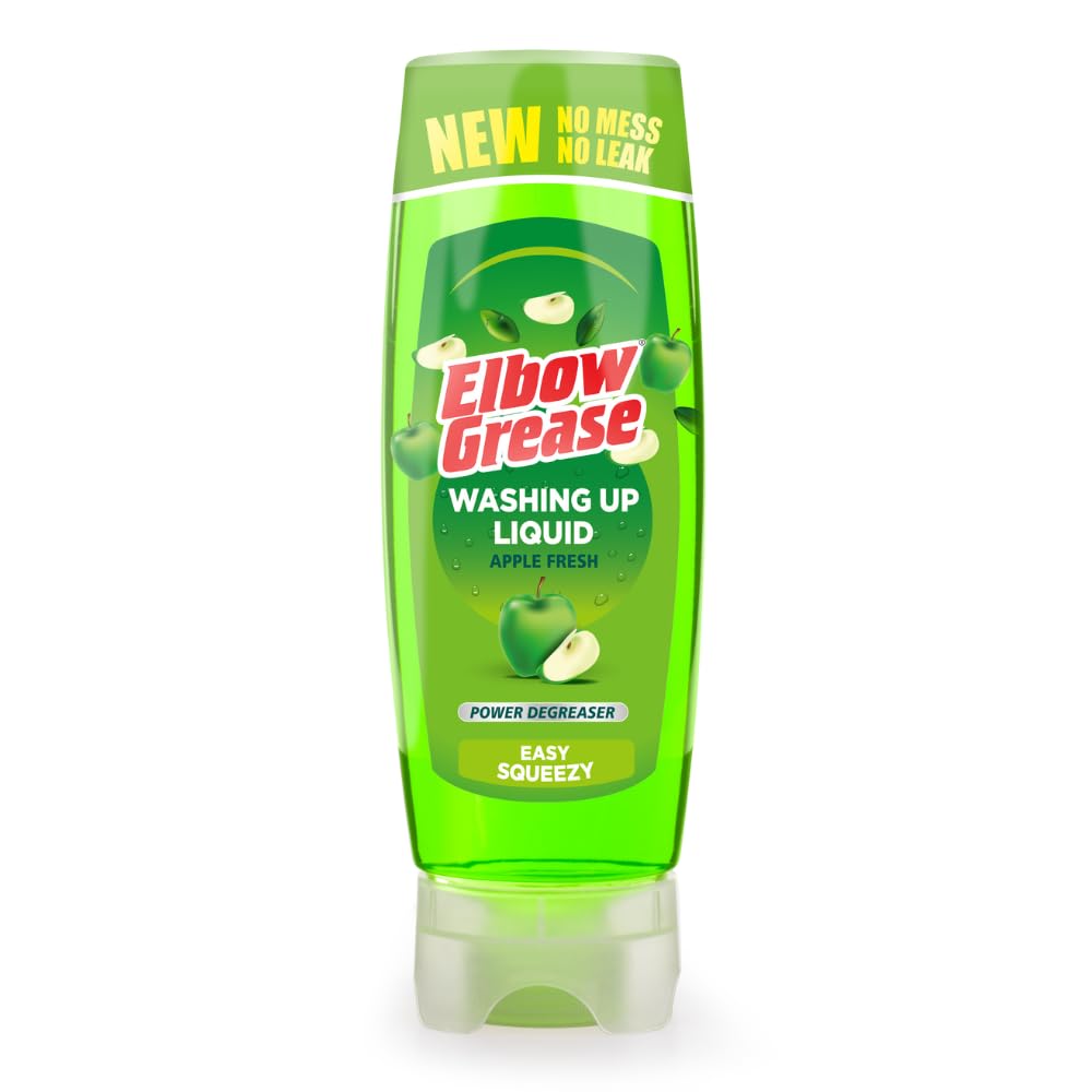 Elbow Grease Stand Up Washing Up Liquid | Power Degreaser - Easy Squeezy | No Mess, No Leaks (Apple, 450ml)