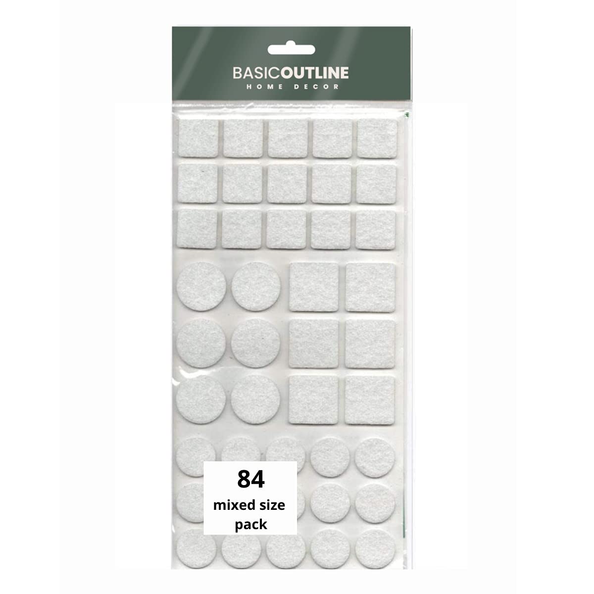 Basic Outline Felt Furniture Pads Sound dampening Floor Protection Mixed Sizes (white, 84)