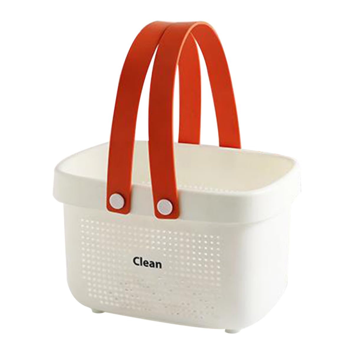 HOMOBABE Hollow-Out Handle Bath Basket Portable Handheld Bathroom Toiletry Organizer Small Orange-White Plastic Shower Storage Caddy for Household