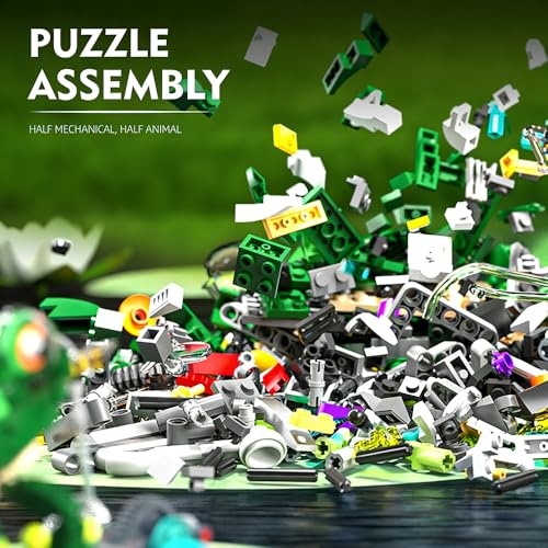 Image of SKY LINE OCEAN Mechanical Frog Building Blocks Set - 898+ PCS Articulated Animal Model Construction Kit, Creative STEM Toy Collectible Display Gift for Ages 14+ | 5 Year Structural Warranty