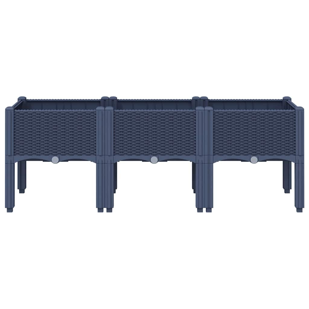 vidaXL Jardinera con Patas, Macetero de Plantas Flores, Maceta de Hierbas, Arriate para Jardín Patio Balcón Terraza, PP Azul Gris 120x40x42 cm