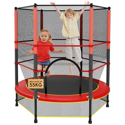 Cama elástica infantil Ø 140 cm, trampolins com rede de segurança e almofada para molas para crianças dos 3 aos 6 anos, de interior/exterior, carga estática 135 kg
