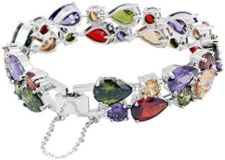 Fashion Gemstone Silver Bracelets, Silver Jewelry for Women Bracelet, Amethyst Garnet Morganite Peridot Women Jewelry Bracelets