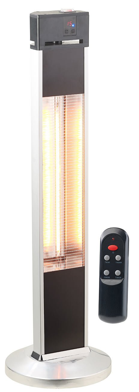 Semptec Urban Survival Technology Infrarot Heizstrahler: IR-Stand-Heizstrahler, Fernbedienung, Timer, 3-stufig, 2.000 W, IP34 (Infrarot Standheizstrahler, Terrassenheizstrahler, Ihr)