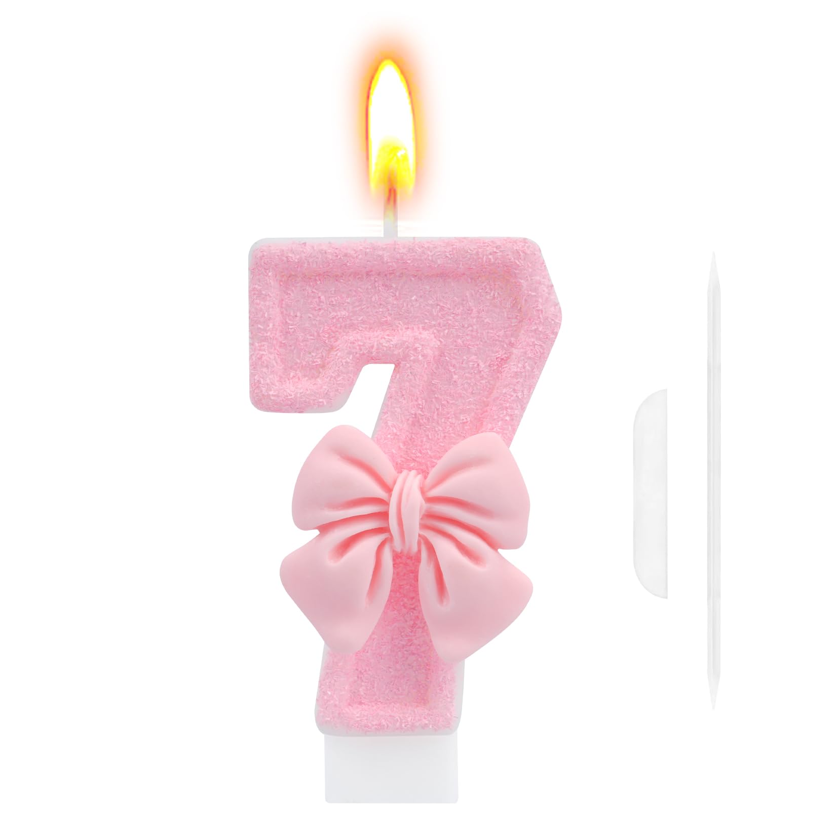 Gangyumaoyi Girls Pink 7Th Birthday Cake Topper, Butterfly Happy Birthday Candle, Number 7 Candles, Glittering Cake Toppers Candles For Theme Party Family Gathering Decorations(Number 7)