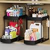 2 Pack Multi-Purpose Pull-Out Storage Organizers, Under Sink Organizers and Storage for Bathroom & Kitchen, Under Cabinet Organizers and storage, 12.8 Inch, Black