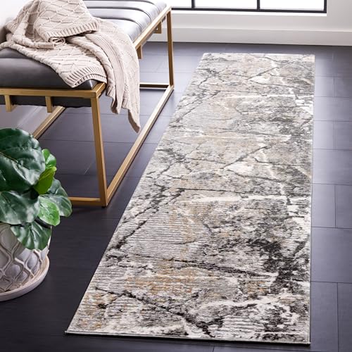 Tapete corredor SAFAVIEH Meadow gris claro y oscuro 2 x 8 pies miniatura 2