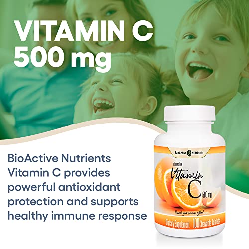 Bioactive Nutrients Vitamin C Chewable Tablets (Orange Flavor) - 500Mg Vitamins - Dietary Supplements For Immunity, Plus Antioxidant Support - Made In Usa - Gluten-Free, Yeast-Free, Vegan - #TOP1