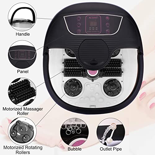 Acevivi Foot Spa, Auto Foot Bath Spa Massager With Heat And Bubbles, Temp+/- Offer A Pedicure Heated Foot Spa, Foot Soaker For Soothe & Relax Tired Feet #TOP2