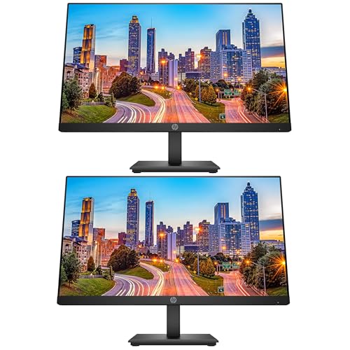 Image of HP P224 21.5 Inch Monitor 2-Pack, FHD 1920 x 1080, LED Backlit, IPS, Vesa Compatible, Anti-Glare, Tilt (HDMI, VGA and DisplayPort) for Home & Office