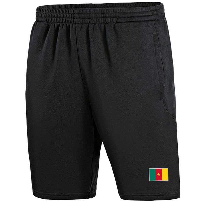 Short Cameroun CM-65 Football Noir short de sport avec taille élastique pour homme
