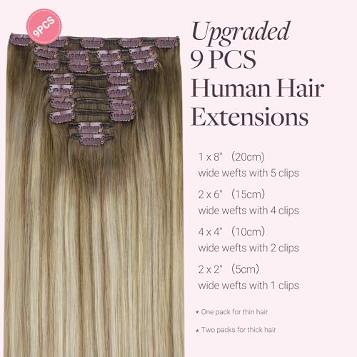 Image of GOO GOO Clip in Hair Extensions Real Human Hair Blonde Remy Extensions