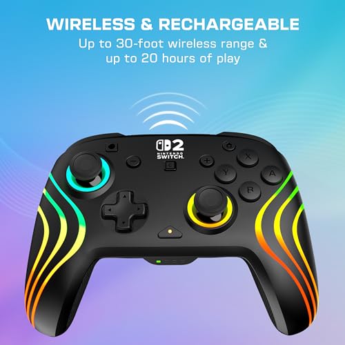 Turtle Beach Afterglow Wave Noir Manette de gaming RGB sans fil Sous licence officielle pour Nintendo Switch 2