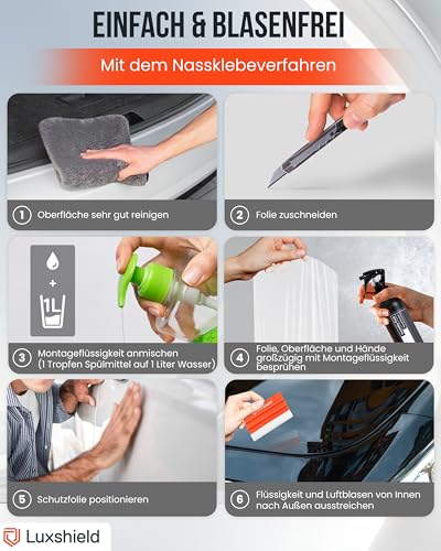 Luxshield Lackschutzfolie 12x100cm für Auto, Motorrad, Bike - Schutzfolie transparent glänzend, selbstklebend, Meterware aus DE