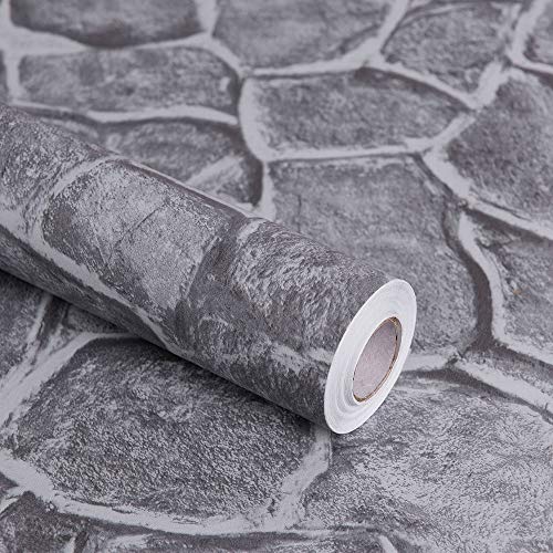 Okydoky Grey Stone Peel and Stick Wallpaper 17.7 x 78.7
