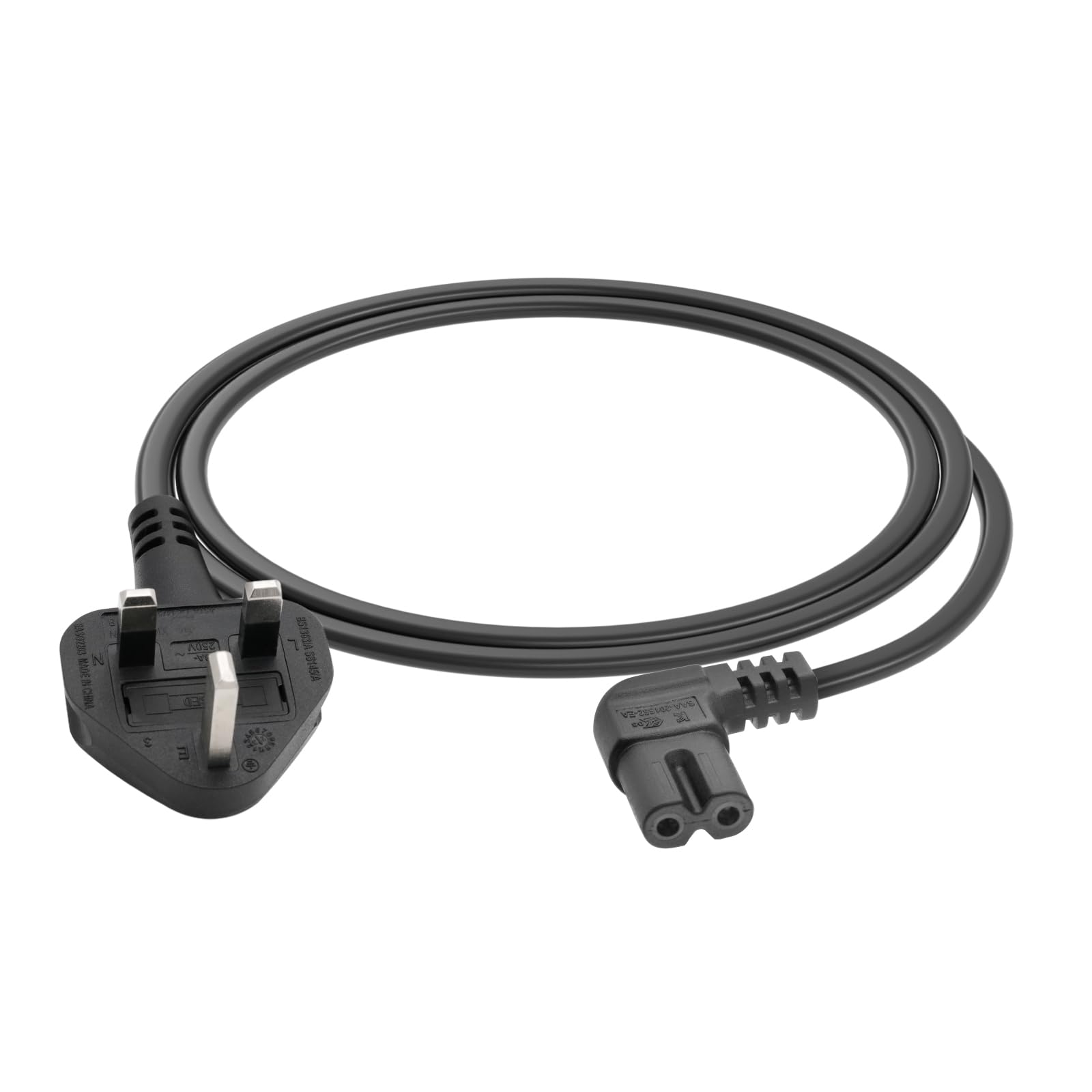 FIRMERST 1 Metre Figure of 8 Power Cable IEC320 C7 to BS 1363, Black
