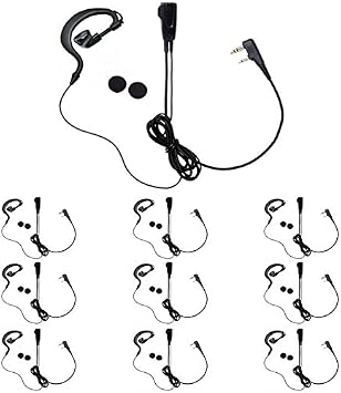Set of 10 Kenwood Compatible In-Cam Earphone Microphone for Demitos 2-Pin Over-Ear for UBZ-LS20 UBZ-LP20 UBZ-LM20 UBZ-LK20 UBZ-EA20R UBZ-LP27 UTB-10 EMC-3 EMC-3A EMC-11 EMC-12 Compatible with C-5F VOX Compatible FIELD GEAR FGM10
