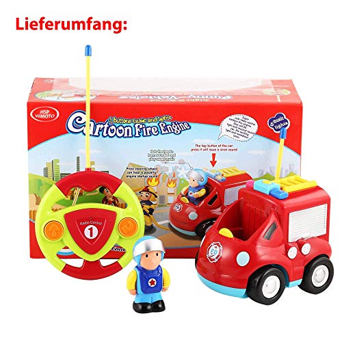 HSP Himoto Mein erstes Auto RC Ferngesteuerter Feuerwehrwagen, Fahrzeug, Auto mit coolem Sirene und Lichtfunktion, optimal für kleine Kinder und Jugendliche inkl. Fernsteuerung, Modell-Auto, Car