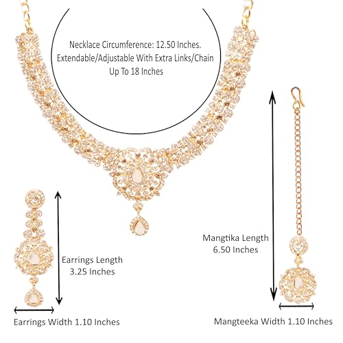 Touchstone Indian jewelry sets for women gold wedding tikka necklace set guest costume fancy bridal jewellery rhinestone crystal elegant formal prom evening wear dainty accessories by Touchstone - Image 2