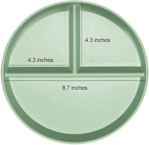 Arderlive Wheat Straw Plates 4 Pack, Divided Plates Tray, Dinner Plates, Reusable, Assorted Colors Dinnerware Sets, Microwave & Dishwasher Safe, Healthy For Adult #TOP1