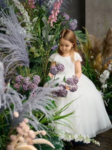 Lace Tulle Flower Girl Dress for Wedding Flutter Sleeve A-Line First Communion Long Gowns3