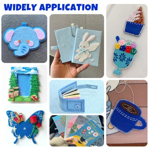 Image of 30Pcs Stiff Felt Sheets, 1mm Thick Felt Fabric Squares for Sewing & DIY | 5 Shades Of Blue Assorted Colors Craft Felt, Hard Felt, Thick Felt & Felt Paper for Patchwork, Home Decor & Handmade Projects