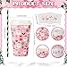 Jingmore 120 Sets 16oz Disposable Paper Coffee Cups with Lids Sleeves Straws Holiday Paper Drinking Cups Bulk for Hot Cold Beverages Home Business Cafe Birthday Party Supplies (Pink Christmas)