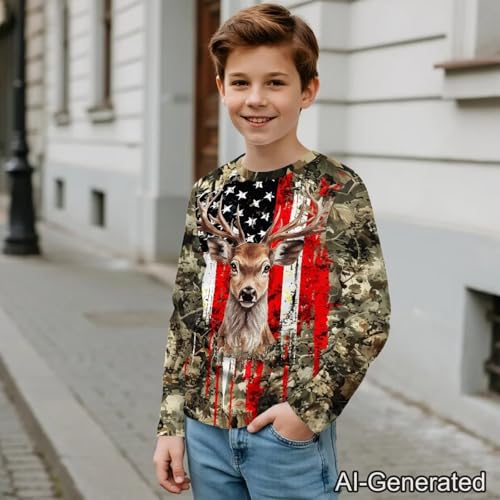 Image of Renewold Boys Girls Tees Kids T-Shirt Long Sleeve Crewneck T Shirts Casual Athletic Tops Clothing for Home School Travel